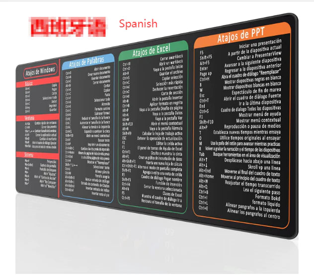 Large Extended Office Shortcuts Mouse Pad (Single)